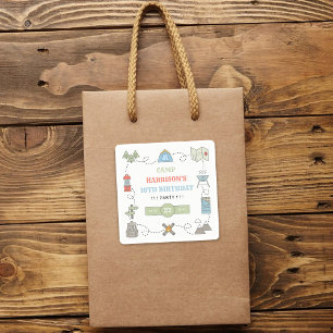 Pegatina Cuadrada Camping Cualquier Fiesta de Cumpleaños de Edad