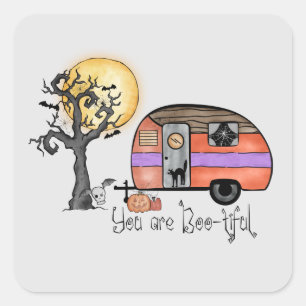 Pegatina Cuadrada Camping de Halloween   Eres Bastante Hermoso