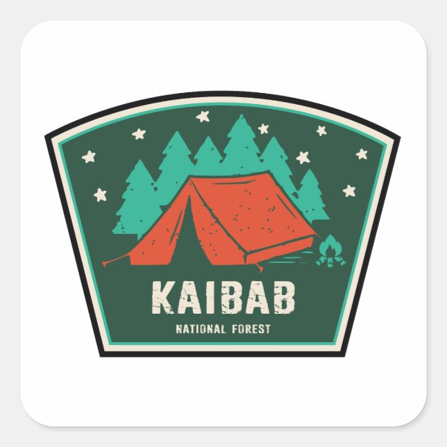 Pegatina Cuadrada Camping del Bosque Nacional de Kaibab en Arizona (Anverso)