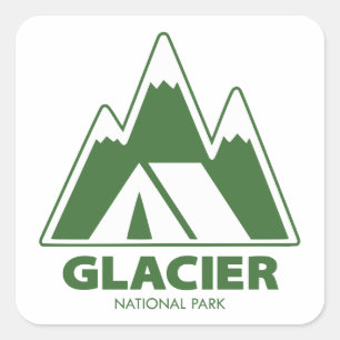 Pegatina Cuadrada Camping en las Montañas del Parque Nacional Glacia