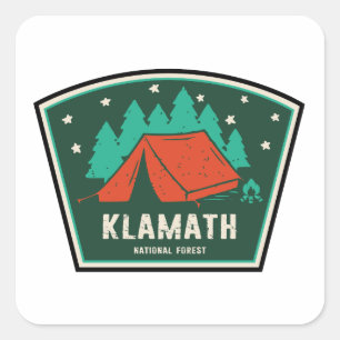 Pegatina Cuadrada Camping Forestal Nacional de Klamath