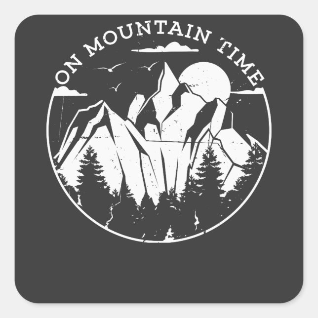 Pegatina Cuadrada Camping & Mountains (Anverso)