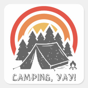 Pegatina Cuadrada ¡Camping, Yay!
