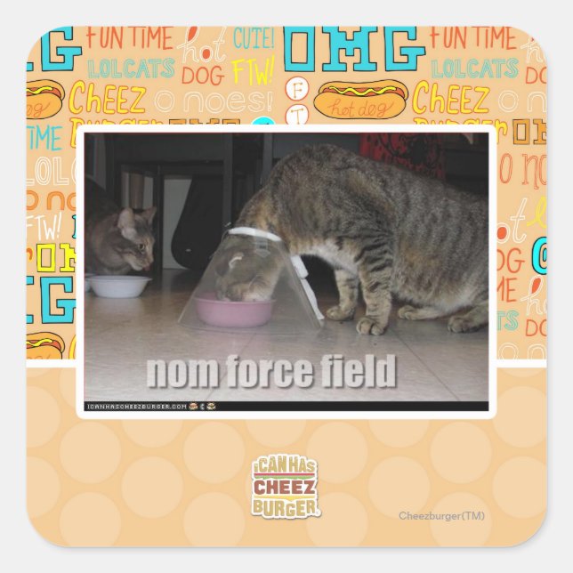 Pegatina Cuadrada campo de fuerza nom (Anverso)