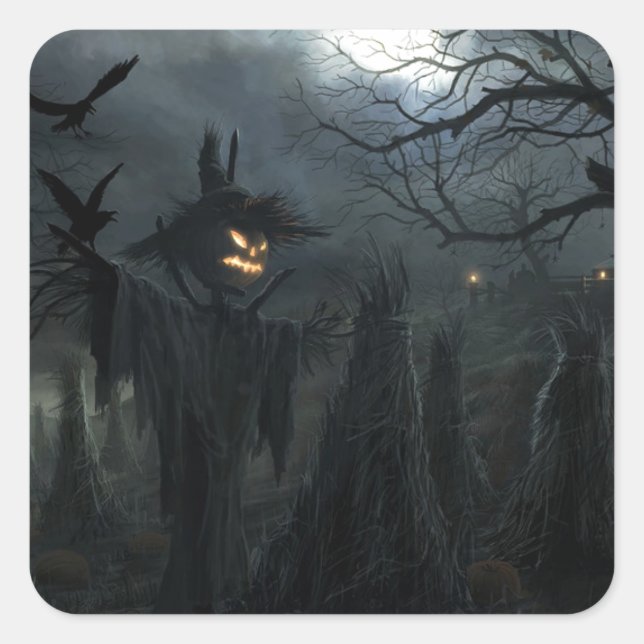 Pegatina Cuadrada Campo de la muerte de Halloween (Anverso)