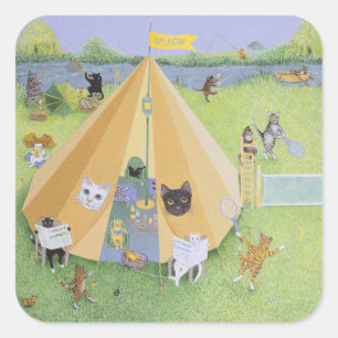 Pegatina Cuadrada Campo de vacaciones