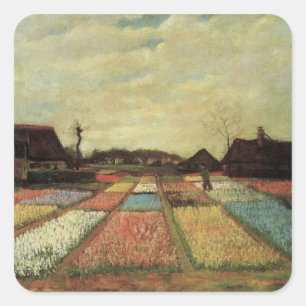 Pegatina Cuadrada Campos de bulbos por Vincent van Gogh