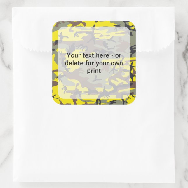 Pegatina Cuadrada Camuflaje amarillo y marrón, ejército (Bolso)