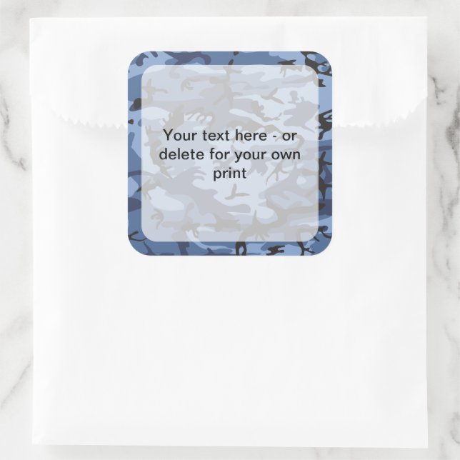 Pegatina Cuadrada Camuflaje azul de la marina, ejército, ejército (Bolso)