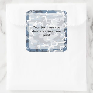 Pegatina Cuadrada Camuflaje azul de nieve en invierno, ejército