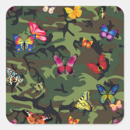 Pegatina Cuadrada camuflaje de mariposa