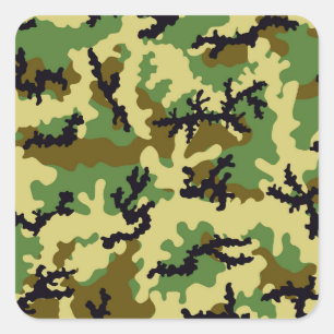 Pegatina Cuadrada Camuflaje de Woodland