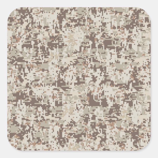 Pegatina Cuadrada Camuflaje digital estilo beige desierto (Anverso)