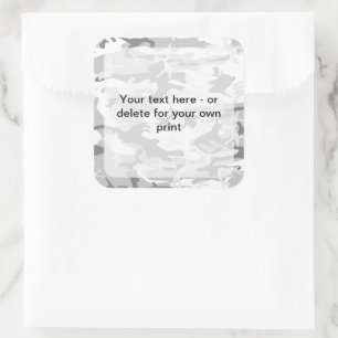 Pegatina Cuadrada Camuflaje gris de nieve en invierno, ejército, ejé
