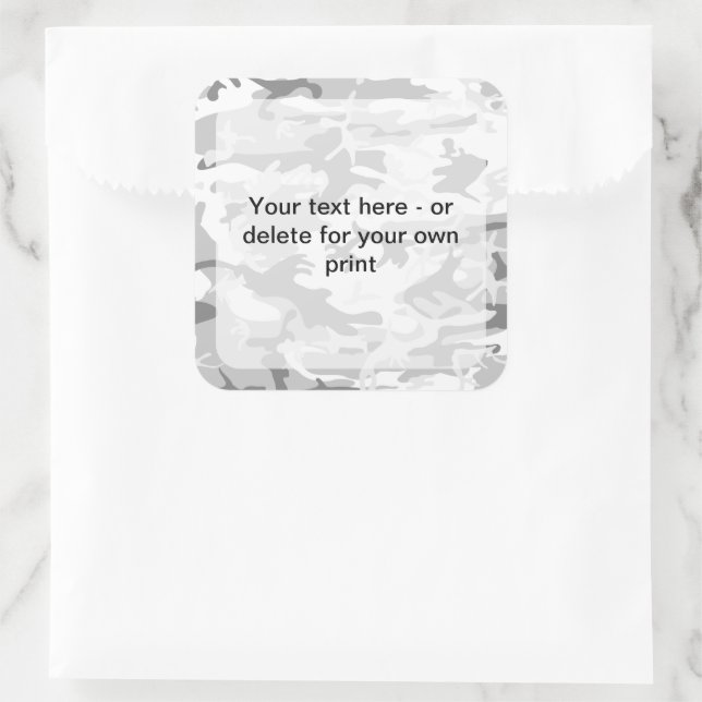 Pegatina Cuadrada Camuflaje gris de nieve en invierno, ejército, ejé (Bolso)