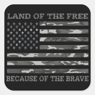 Pegatina Cuadrada Camuflaje Patriótico Bandera Americana Tierra De L