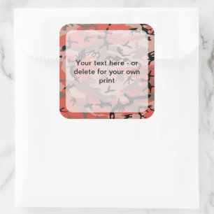 Pegatina Cuadrada Camuflaje rojo y marrón, militar, ejército