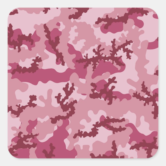 Pegatina Cuadrada Camuflaje rosa (Anverso)