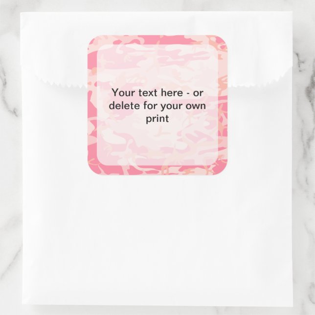 Pegatina Cuadrada Camuflaje rosa, ejército, ejército (Bolso)