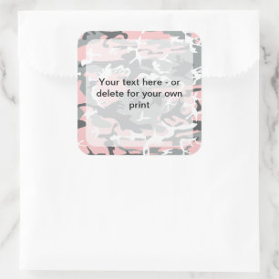 Pegatina Cuadrada Camuflaje rosa y gris, ejército, ejército