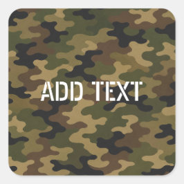 Pegatina Cuadrada Camuflaje verde personalizado del ejército