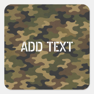 Pegatina Cuadrada Camuflaje verde personalizado del ejército