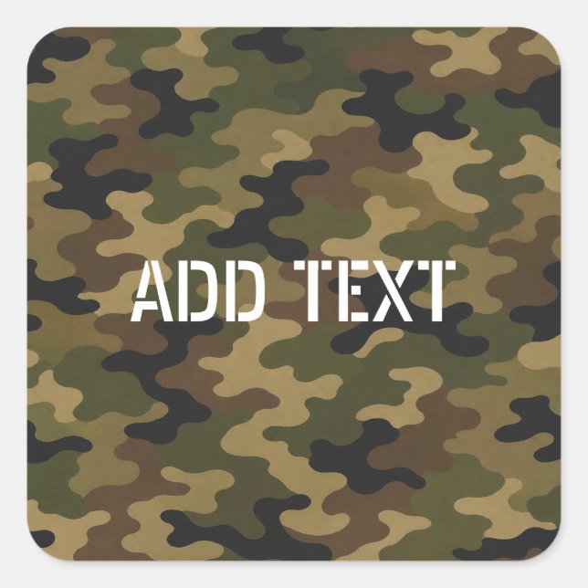 Pegatina Cuadrada Camuflaje verde personalizado del ejército (Anverso)