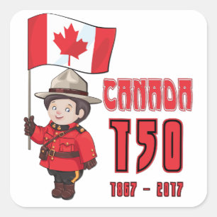 Pegatina Cuadrada Canadá 150 años