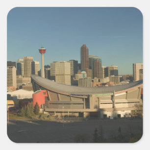 Pegatina Cuadrada Canadá, Alberta, Calgary: horizonte de la ciudad d