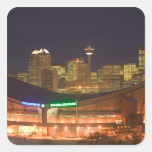 Pegatina Cuadrada Canadá, Alberta, Calgary: horizonte de la ciudad d