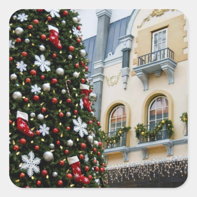 Pegatina Cuadrada Canadá, Alberta, Edmonton. Centro Comercial West E (Anverso)