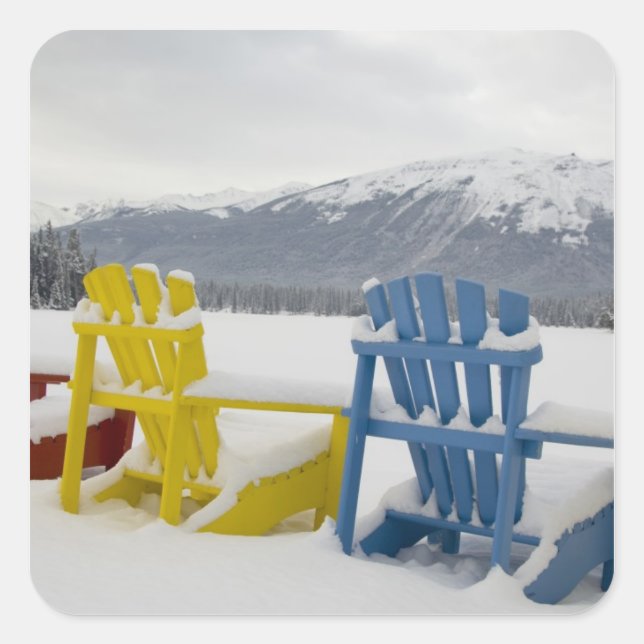 Pegatina Cuadrada Canadá, Alberta, Jasper, Jasper NP. Fairmont (Anverso)