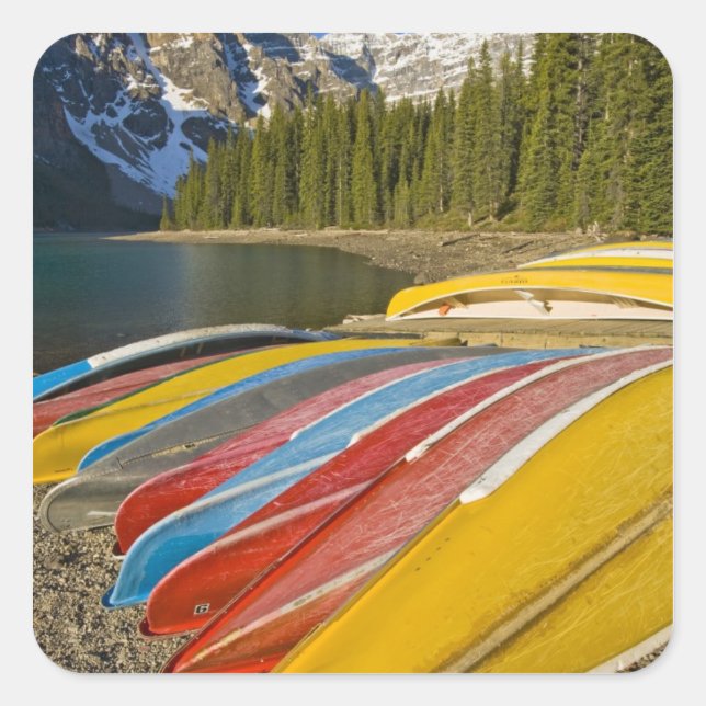 Pegatina Cuadrada Canadá, Alberta, Parque Nacional Banff, Moraine (Anverso)