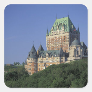 Pegatina Cuadrada Canadá, Ciudad de Quebec. Chateau Frontenac.