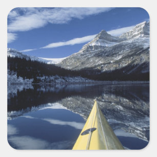 Pegatina Cuadrada Canadá, Columbia Británica, Banff. Proa de kayak e