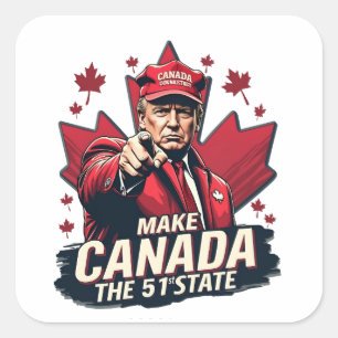 Pegatina Cuadrada Canadá: el 51° Estado Trump Canadá