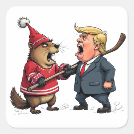 Pegatina Cuadrada Canadá luchando contra Trump