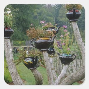 Pegatina Cuadrada Canadá, Nueva Brunswick, St Andrews.Teteras