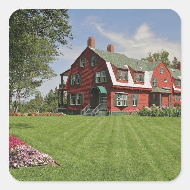 Pegatina Cuadrada Canadá, Nuevo Brunswick, Isla Campobello. (Anverso)