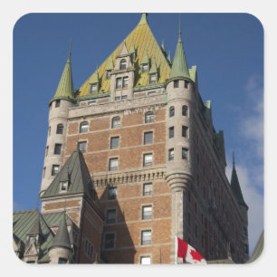 Pegatina Cuadrada Canadá, Quebec, Ciudad de Quebec. Chateau Fairmont