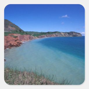 Pegatina Cuadrada Canadá, Quebec, Islas de la Magdalena, Cabo Alrigh
