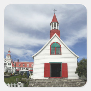 Pegatina Cuadrada Canadá, Quebec, Tadoussac. Petite Chapelle,