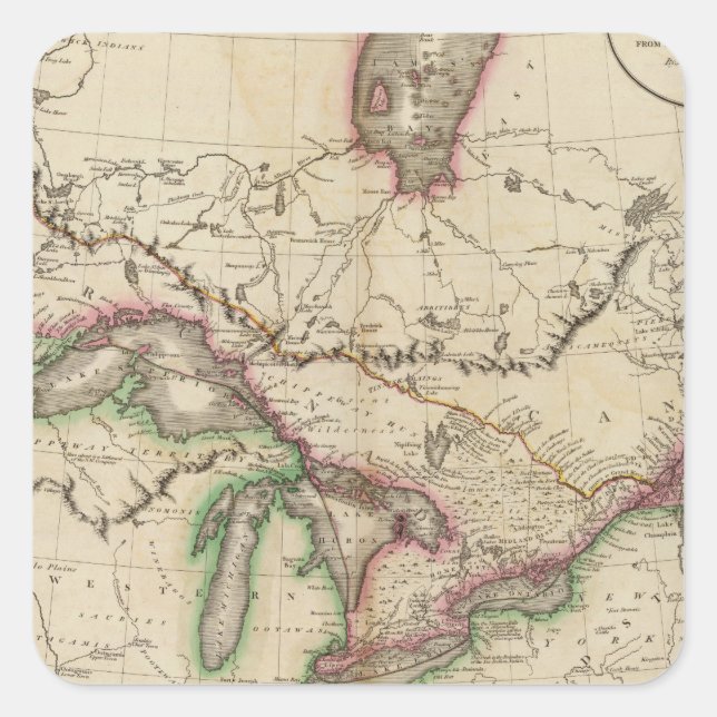 Pegatina Cuadrada Canadá superior e inferior (Anverso)