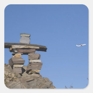 Pegatina Cuadrada Canadá, Terranova, St. John's. Inukshuk (para