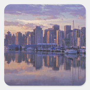 Pegatina Cuadrada Canadá, Vancouver, Columbia Británica.Vancouver