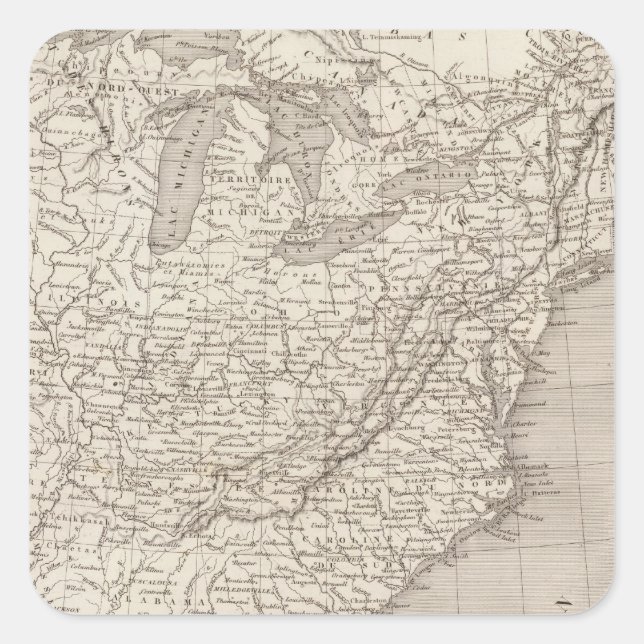 Pegatina Cuadrada Canadá y Estados Unidos (Anverso)