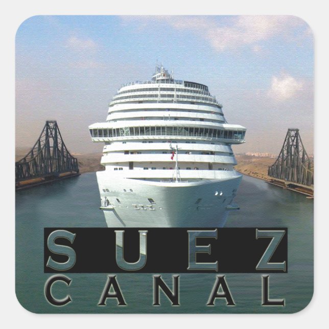 Pegatina Cuadrada Canal de Suez (Anverso)