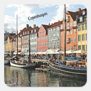Pegatina Cuadrada Canal panorámico en Copenhague