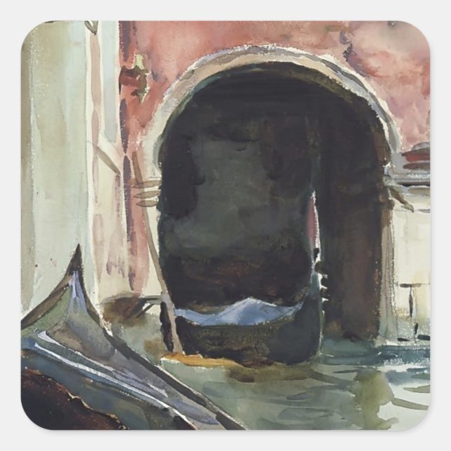 Pegatina Cuadrada Canal veneciano de John Singer Sargent (Anverso)