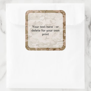 Pegatina Cuadrada Canales de camuflaje del desierto, militares, ejér